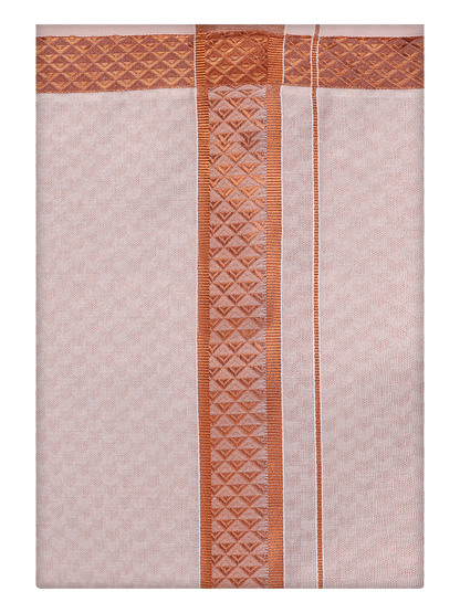 Mens Copper Tissue Jacquard Dhoti by Minister White