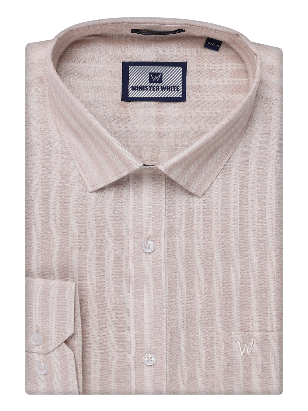 Mens Tissue Stripes Almond Color Shirt by Minister White