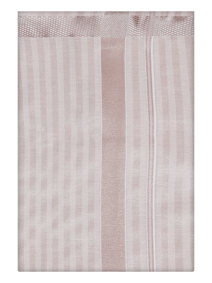 Mens Almond Color Tissue Stripes Dhoti Shirt by Minister White