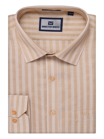 Mens Tissue Stripes Gold Shirt by Minister White