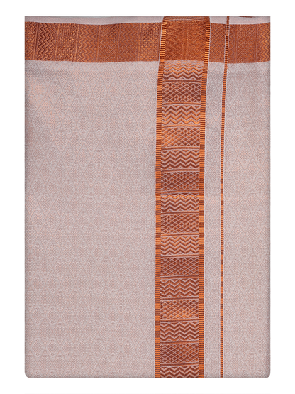 Mens Copper Tissue Jacquard Dhoti by Minister White