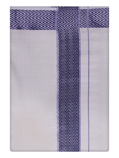 Mens Tissue Lavender Color Jacquard Border Dhoti by Minister White
