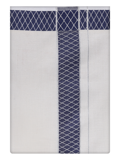 Mens Tissue Silver Color Jacquard Border Dhoti by Minister White 