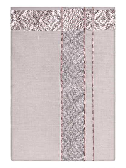 Mens Tissue Almond Dhoti with Intricate Jacquard Border by Minister White