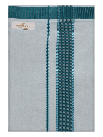 Men's Cotton Green Matching Border Flexi Dhoti Wedding Kandala