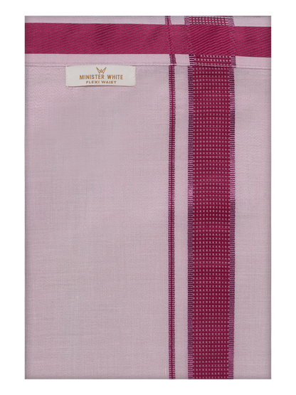 Men's Magenta Tissue Matching Border Flexi Dhoti Wedding Kandala