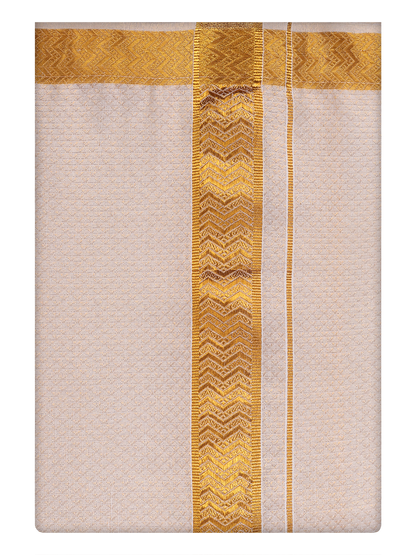 Mens Gold Tissue Jacquard Dhoti by Minister White