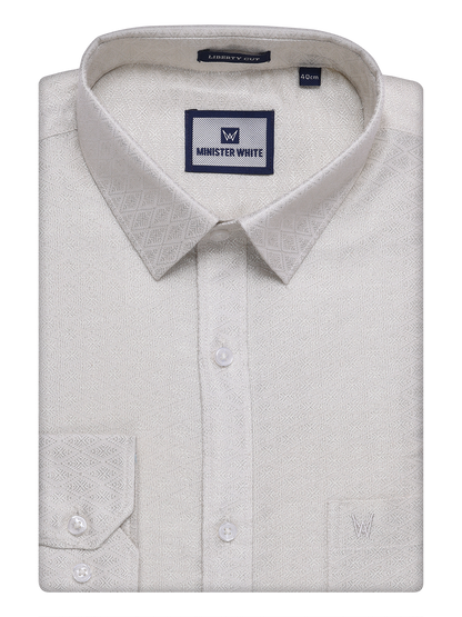 Mens Silver Tissue Jacquard Shirt by Minister White