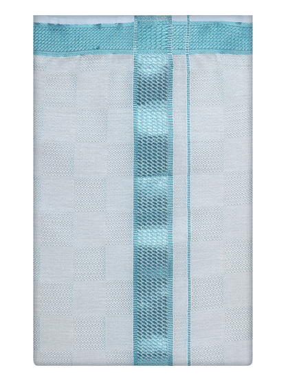 Mens Mint Blue Tissue Dhoti by Minister White
