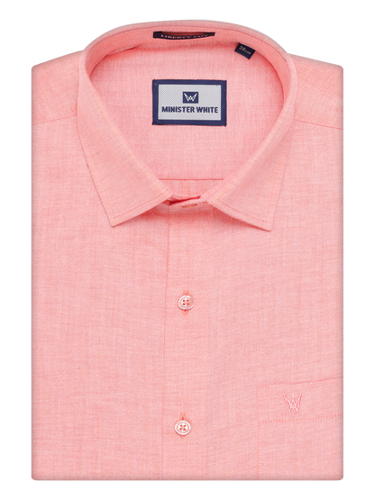 Mens Cotton Peach Color Shirt by Minister White