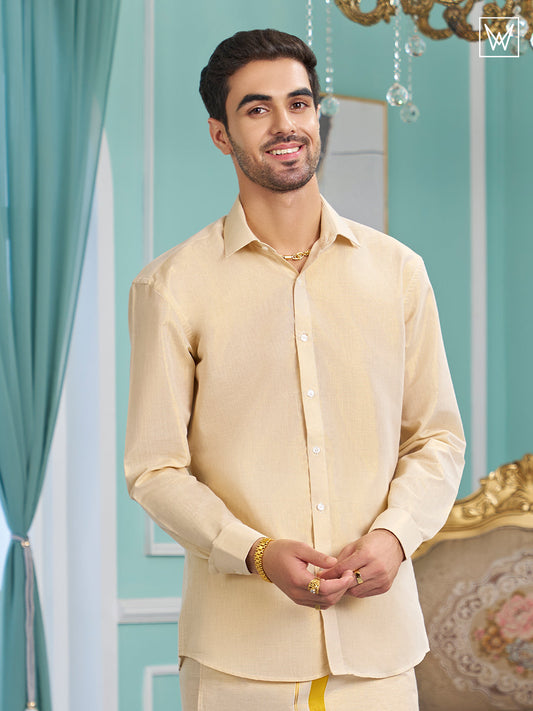 Mens Gold Colour Tissue Shirt Lavish by Minister White