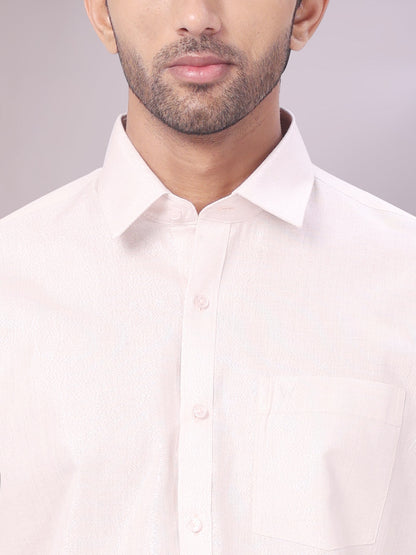 Men's Light Rose Color Tissue Shirt close view