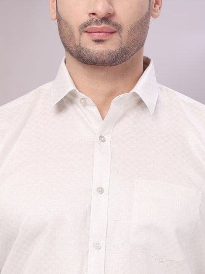 Men's Silver Color Jacquard Shirt Zeebra close view