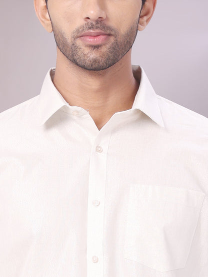Men's Wedding Tissue Silver Colour Shirt Maverick close view