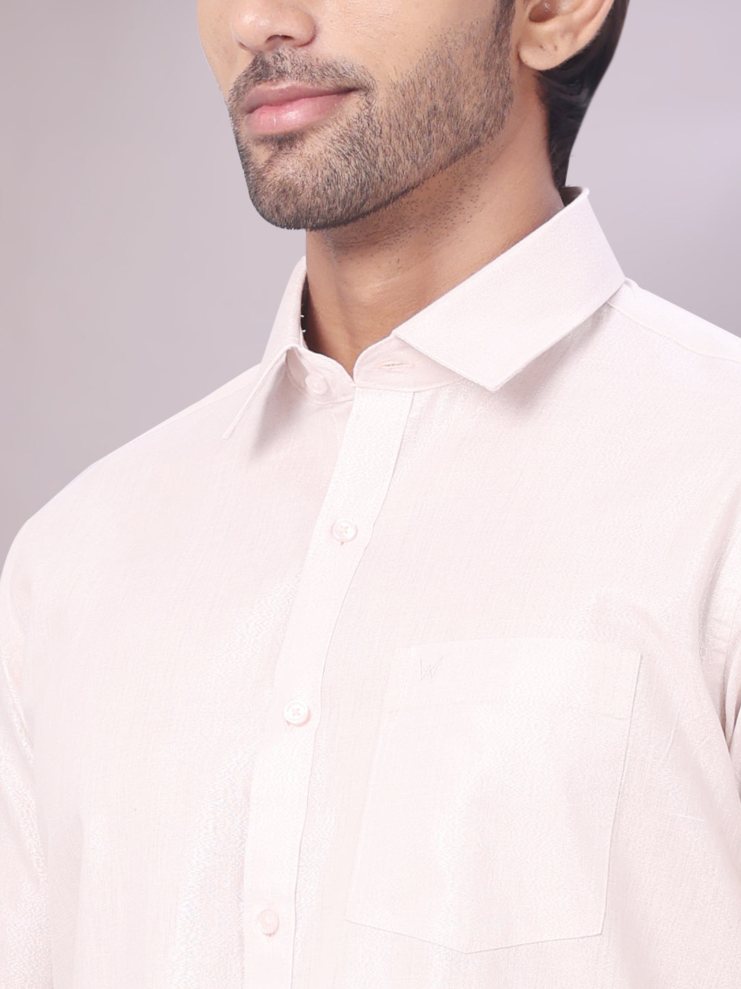 Men's Light Rose Color Tissue Shirt close view
