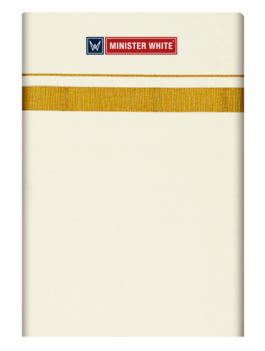 Mens Cotton Cream Single Layered Dhoti with 3/4" Gold Jari Border - Activa by Minister White