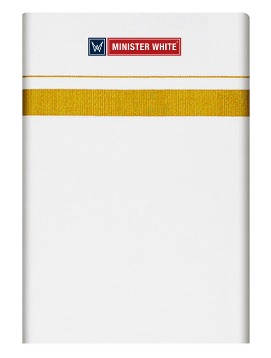 Mens Cotton Cream Single Layered Dhoti with 3/4" Gold Jari Border - Advik by Minister White