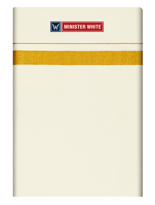 Mens Cotton Cream Single Layered Dhoti with 3/4" Gold Jari Border - Advik 3/4 by Minister White