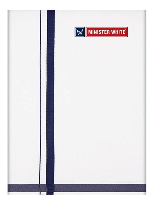 Mens Cotton White Double Layered with Big Border Dhoti - Delightful by Minister White