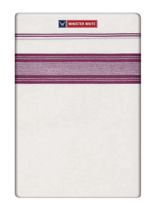 Mens Cotton White Double Layered Dhoti with Fancy Kara - Vatakara 27150 by Minister White