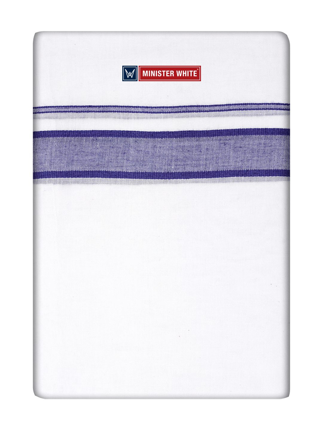 Mens Cotton White Double Layered Dhoti with Violet Fancy Kara - Empuran by Minister White