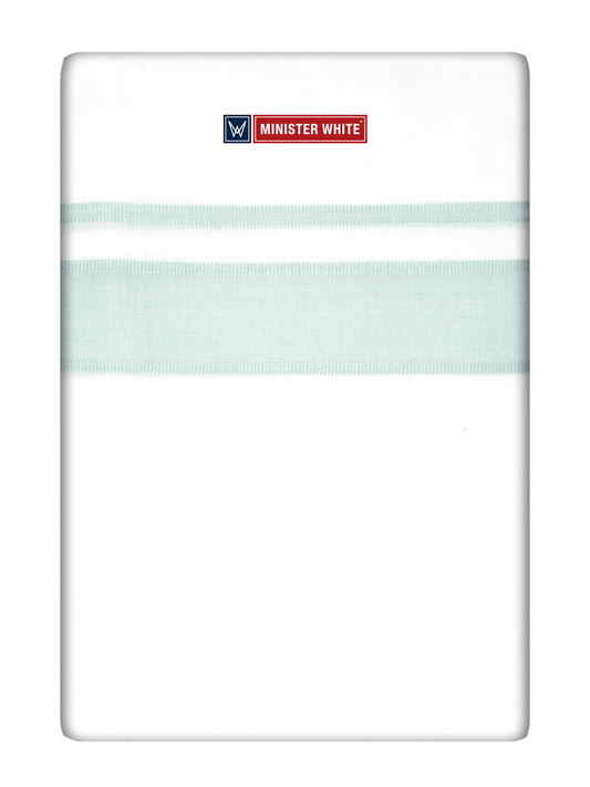 Mens Cotton White Double Layered Dhoti with Pista Green Fancy Kara- Empuran by Minister White