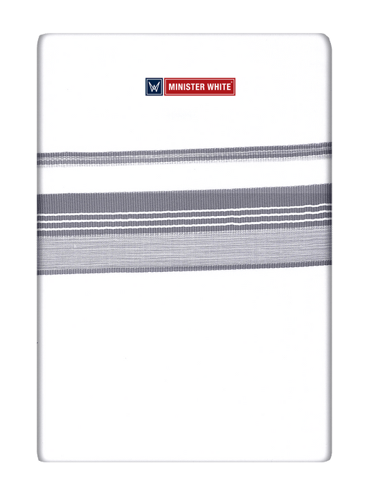 Mens Cotton White Double Layered Dhoti with Fancy Kara - Ellora 62348 by Minister White