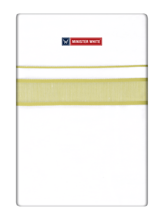 Mens Cotton White Double Layered Dhoti with Apple Green Fancy Kara - Malabar Star by Minister White