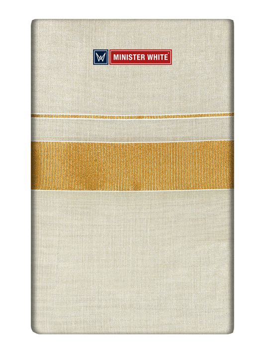 Mens Single Layer Tissue Cream Colour Dhoti with Jari Border- Spartan 80 K by Minister White