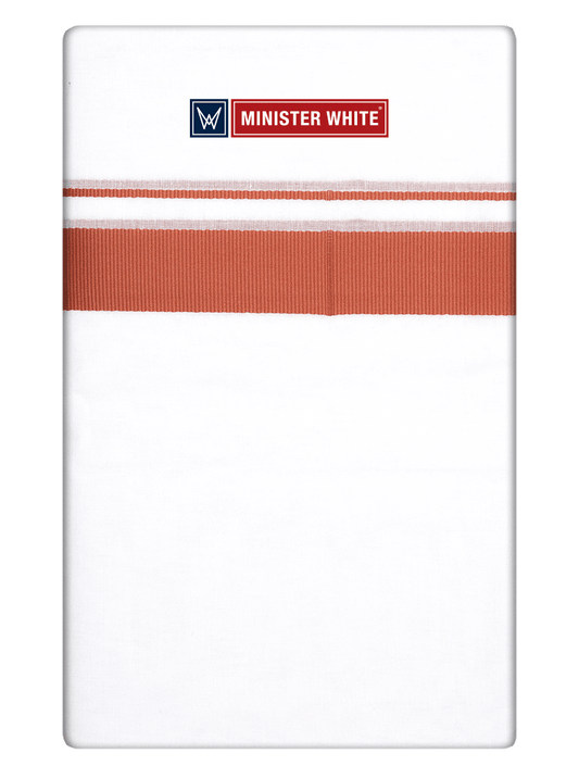 Mens Cotton White Double Layered Dhoti with Rust Fancy Kara - Palakadan Mix by Minister White