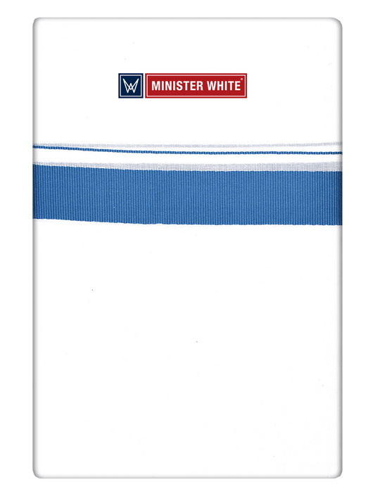 Mens Cotton White Double Layered Dhoti with Light Blue Fancy Kara - Palakadan by Minister White