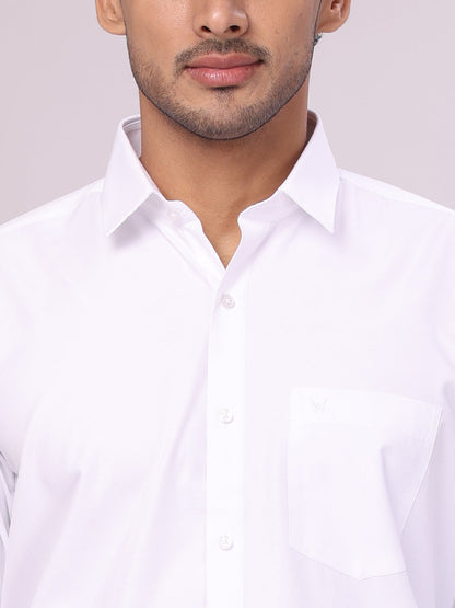 Men's White Full Sleeves Wedding Shirt - Cistus White close view