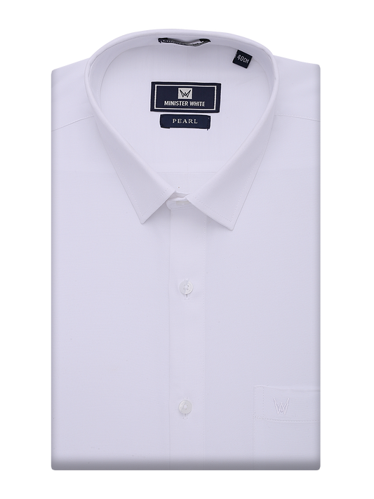 Minister White Men's Cotton Regular Fit White Shirt Pearl
