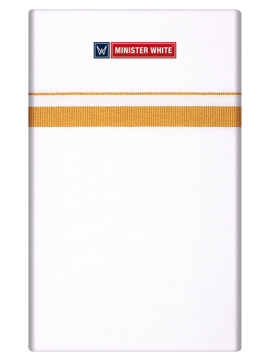 Mens Cotton Cream Single Layered Dhoti with 1/2" Gold Jari Border - Prime 1/2 by Minister White