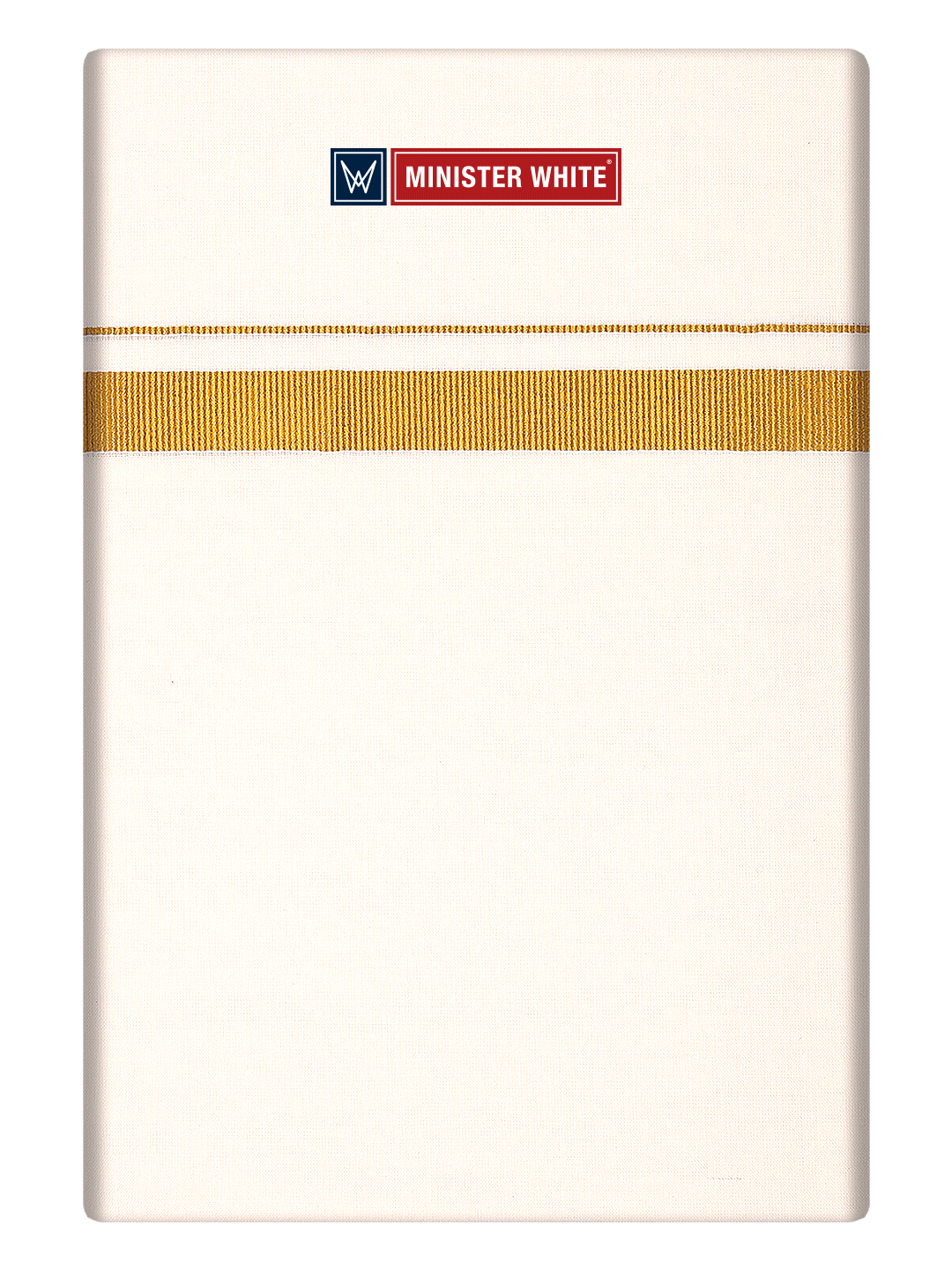 Mens Cotton Cream Single Layered Dhoti with 3/4" Gold Jari Border - Ever Green by Minister White