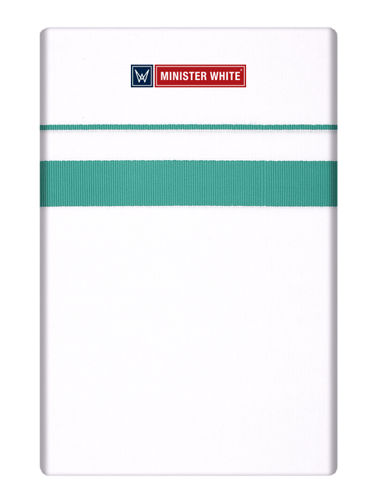 Mens Cotton White Single Layered Dhoti with Sea Green Fancy Border - Janatha by Minister White