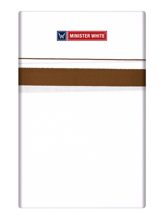 Mens Cotton White Single Layered Dhoti with Brown Fancy Border - Janatha by Minister White