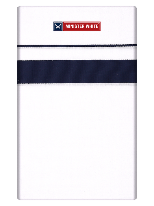 Mens Cotton White Single Layered Dhoti with Navy Fancy Border - Janatha by Minister White