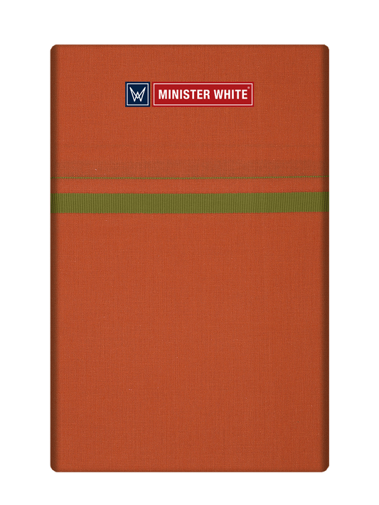 Mens Cotton Medium Kavi Color Single Layered Dhoti with Assorted Border - Harban by Minister White