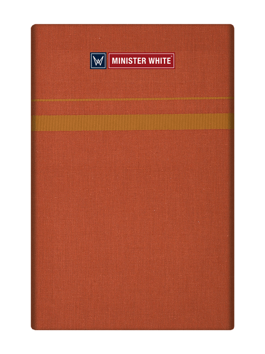 Mens Cotton Dark Kavi Color Single Layered Dhoti with Assorted Border - Harban by Minister White