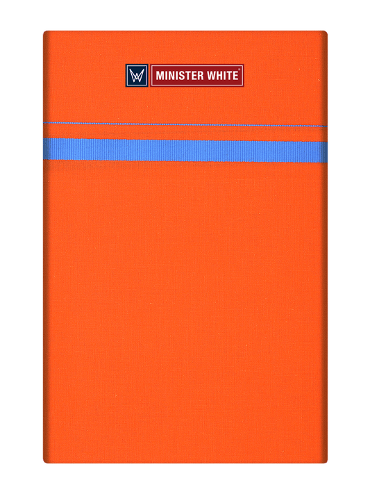Mens Cotton Orange Color Single Layered Dhoti with Assorted Border - Harban by Minister White
