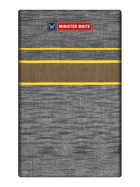 Mens Cotton Grey Colour Single Layered Dhoti with Gold Broder - Saagaram by Minister White