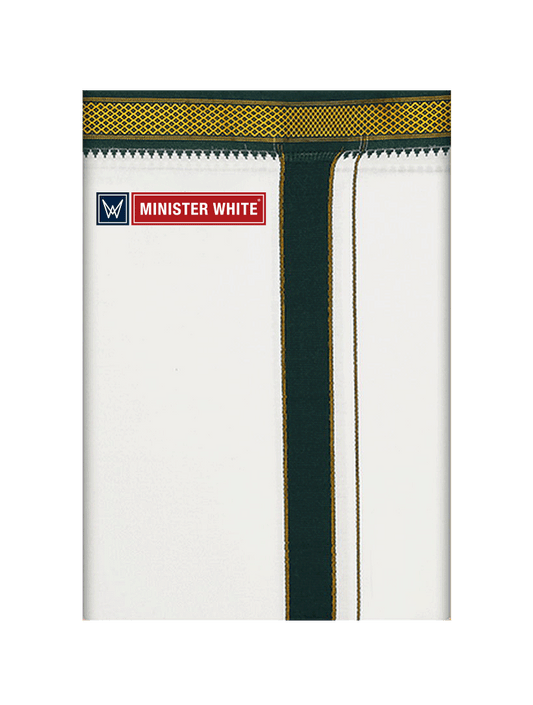 Mens Cotton White Single Layered with Mayilkhan Border Dhoti - Kesalam by Minister White