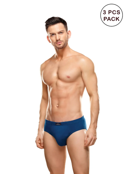 Men's 3pcs Super Combed Assorted Color Inner Elastic Brief Thunder