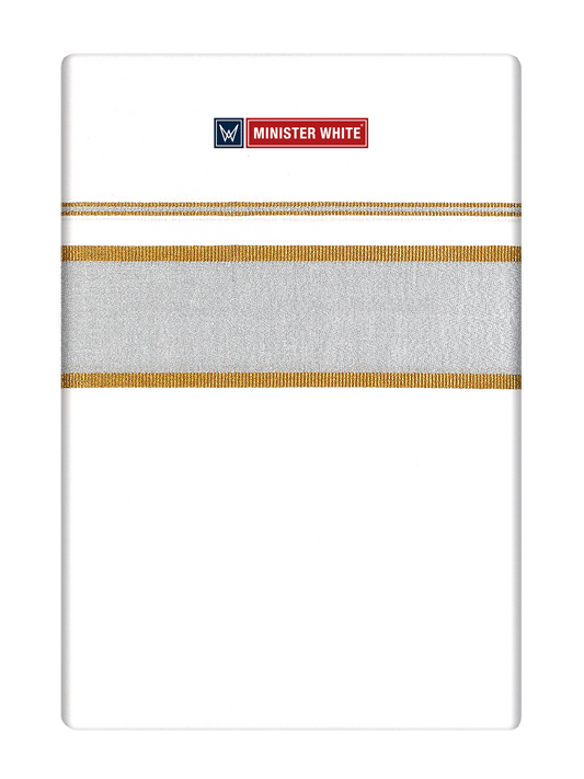 Mens Cotton White Single Layered Dhoti with Silver Jari Fancy Border - Ferry by Minister White